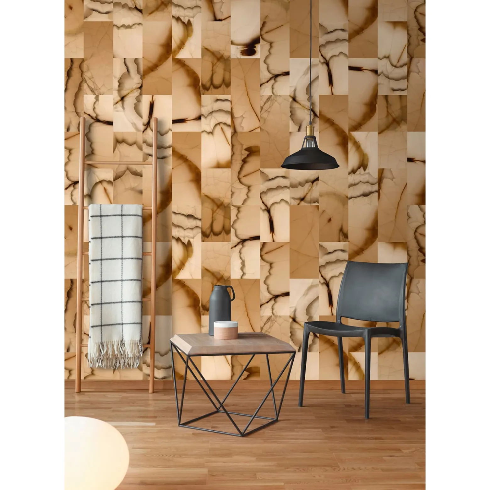 Fototapete Vlies Kacheln Marmor beige braun Premium