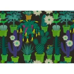 Fototapete Vlies Kakteen Floral grün schwarz Premium