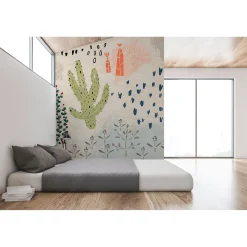 Fototapete Vlies Kakteen Pop Art beige grau Premium