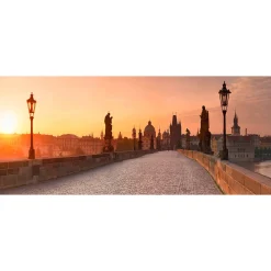 Fototapete Vlies Karlsbrücke Prag Sonne braun