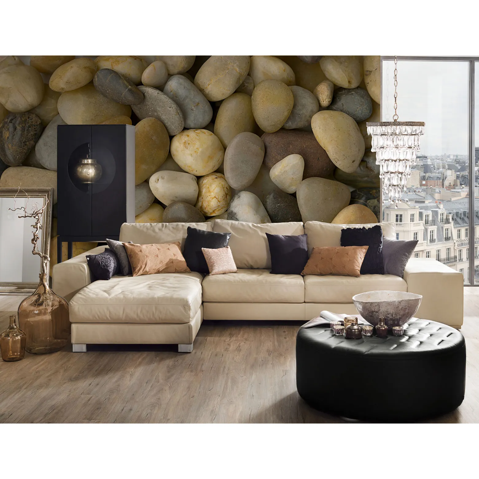 Fototapete Vlies Kieselsteine Deko beige braun