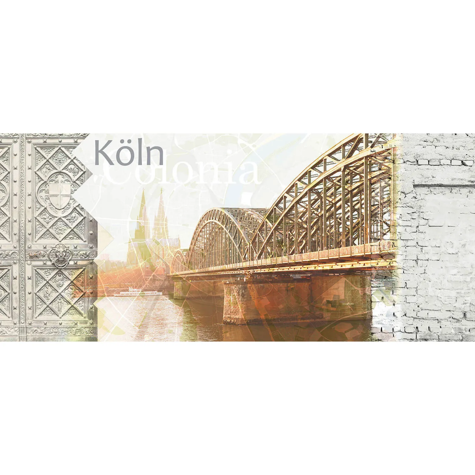 Fototapete Vlies Köln Brücke Dom grau braun
