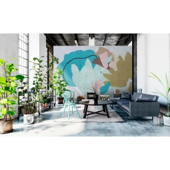Fototapete Vlies Kunst Abstrakt beige blau Premium
