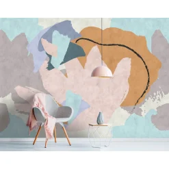 Fototapete Vlies Kunst Abstrakt blau creme Premium
