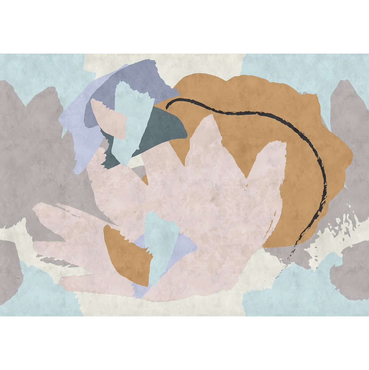 Fototapete Vlies Kunst Abstrakt blau creme Premium