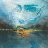 Fototapete Vlies Kunst Aquarell Frau Blau Beige 35497