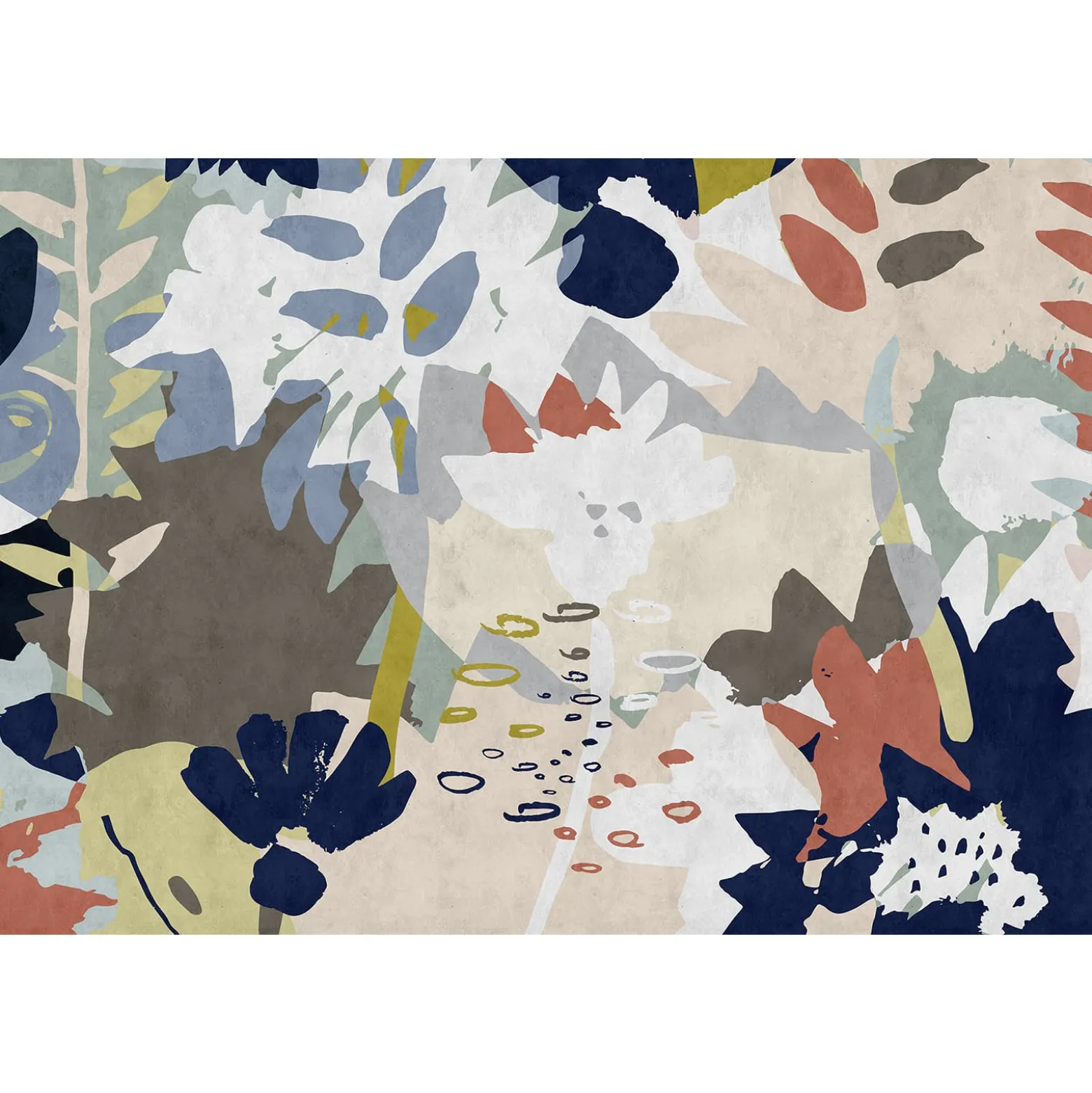 Fototapete Vlies Kunst Floral blau grün braun Premium