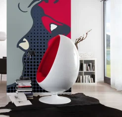 Fototapete Vlies Kuss Lippen Punkte blau rot