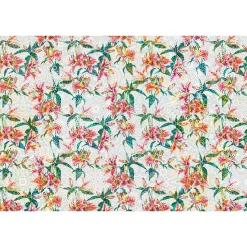 Fototapete Vlies Lilien Floral Mosaik Neon grau rot grün