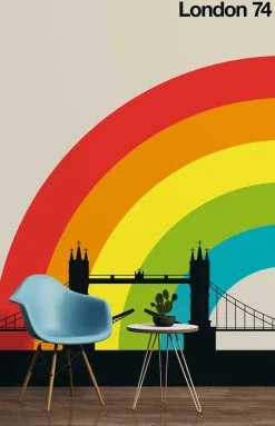 Fototapete Vlies London Retro bunt beige