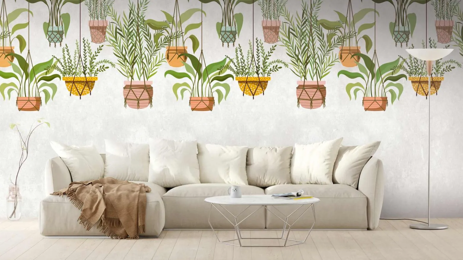Fototapete Vlies Makramee Pflanzen beige braun 38266-1