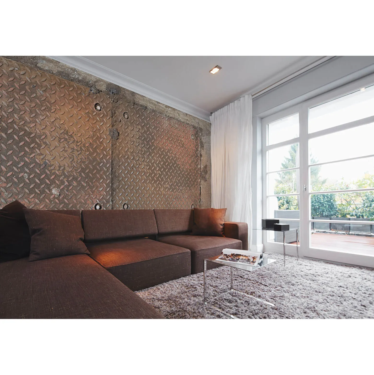 Fototapete Vlies Metall Eisenplatten beige braun
