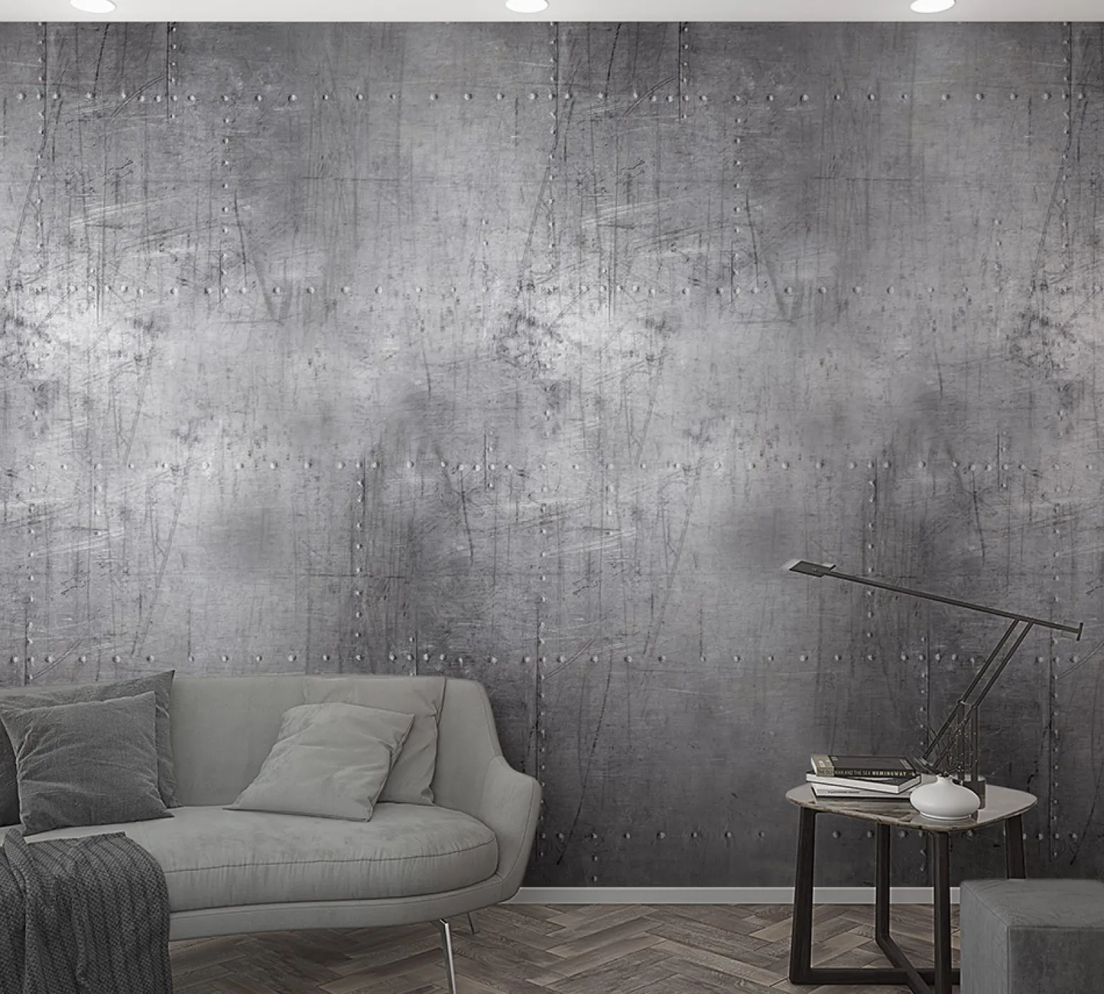 Fototapete Vlies Metall-Optik Nieten grau 47212