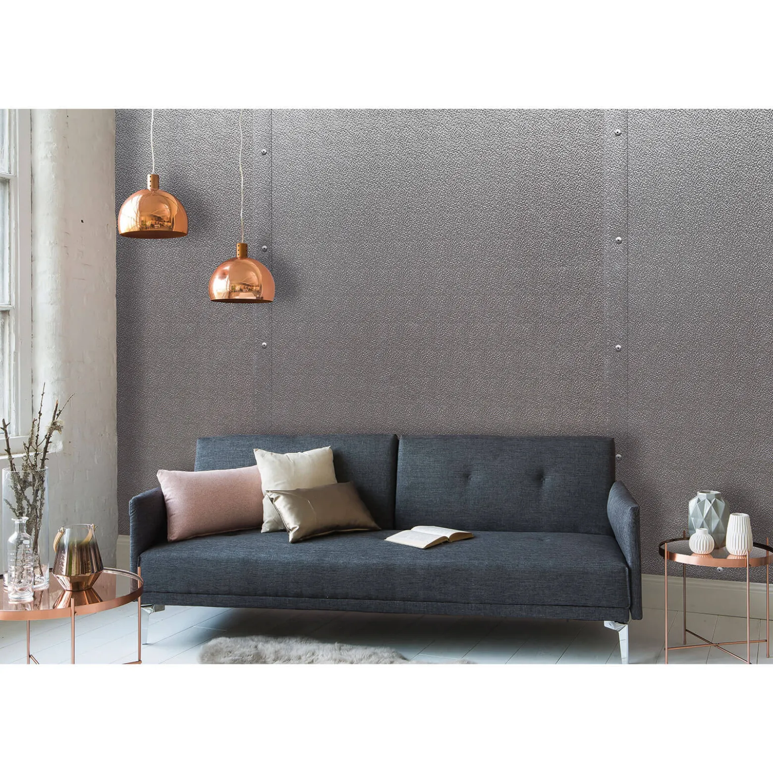 Fototapete Vlies Metallwand Nieten Profil grau