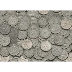 Fototapete Vlies Münzen 50 Pfennig grau silber