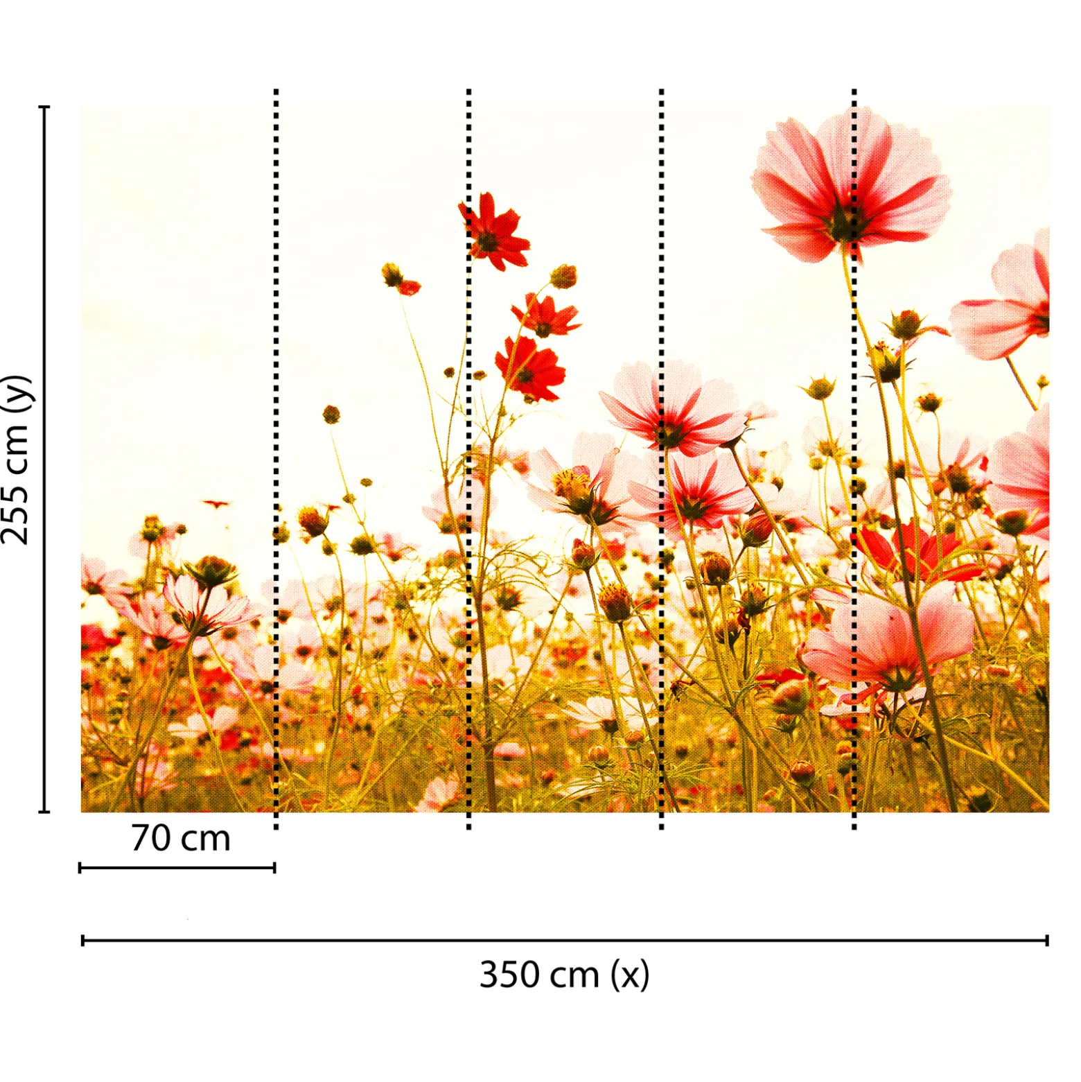 Fototapete Vlies Mohnblumen Floral rot grün weiß
