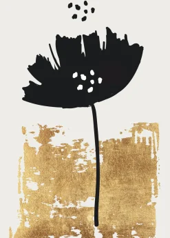 Fototapete Vlies Mohn Blume Natur schwarz gold