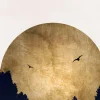 Fototapete Vlies Mond Vögel Natur gold schwarz