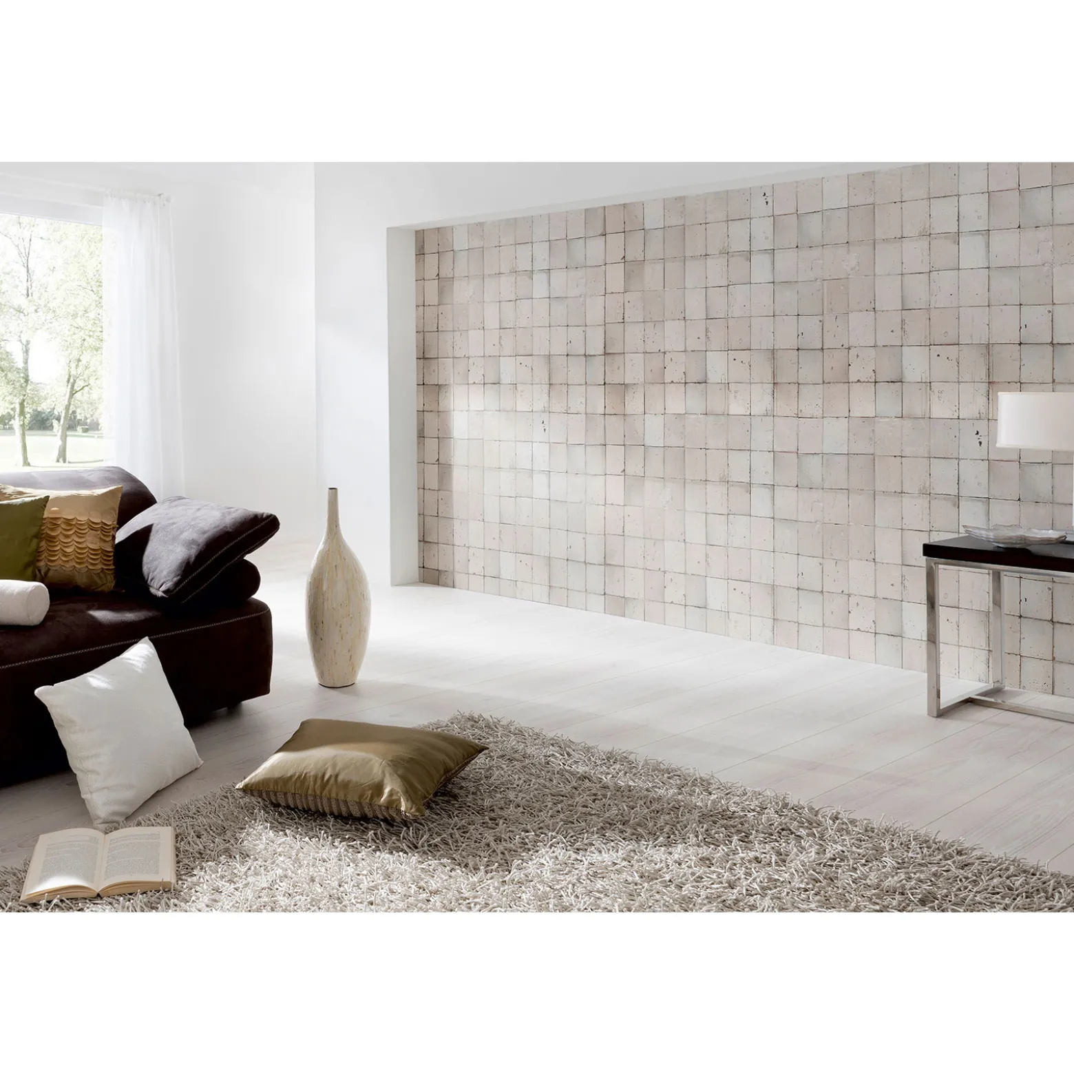 Fototapete Vlies Mosaik Fliesen beige creme