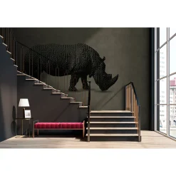 Fototapete Vlies Nashorn Grafik grau schwarz Premium