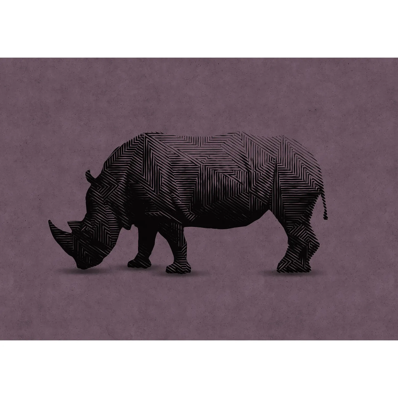 Fototapete Vlies Nashorn Grafik violett grau Premium