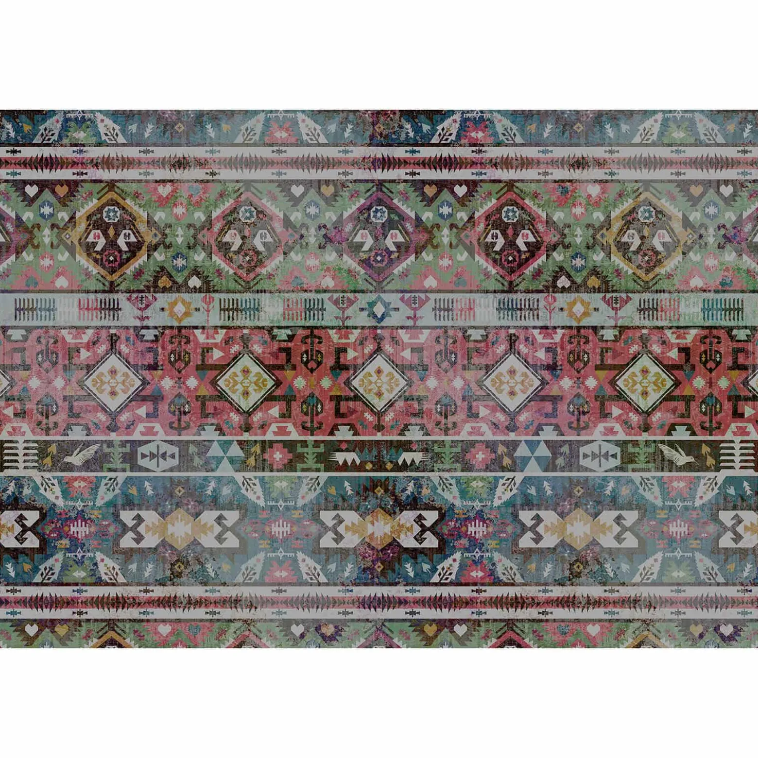Fototapete Vlies Navajo Muster grün rot blau Premium