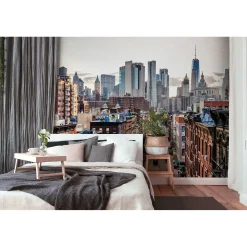Fototapete Vlies New York Großstadt Hochhäuser grau
