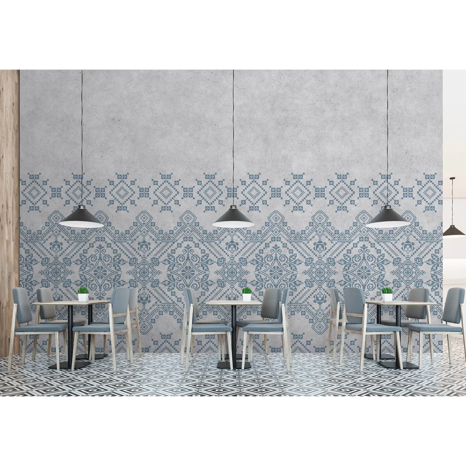 Fototapete Vlies Nordisch Grafisch blau grau Premium