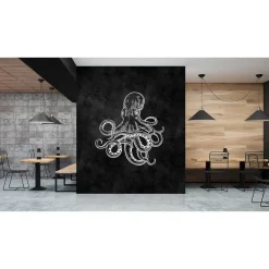 Fototapete Vlies Oktopus Tafel Kraken schwarz Premium
