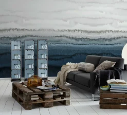 Fototapete Vlies Ombre Wasserfarben weiß blau