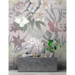 Fototapete Vlies Orchideen Blumen grau blau Premium