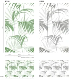 Fototapete Vlies Palmen Blätter Floral grün weiß 47209