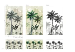 Fototapete Vlies Palmen Pflanzen Floral grau weiß 47204
