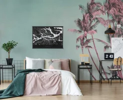 Fototapete Vlies Palmen Tropisch rosa blau
