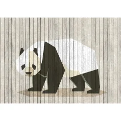 Fototapete Vlies Panda Holz-Paneele braun weiß Premium