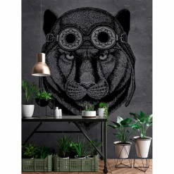 Fototapete Vlies Panther Pilot Brille grau Premium