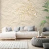 Fototapete Vlies Papier Gesicht Blumen beige