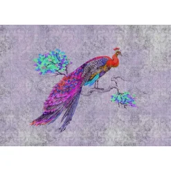 Fototapete Vlies Pfau Vintage blau rosa Premium