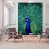 Fototapete Vlies Pfau Vogel Kunst grün lila