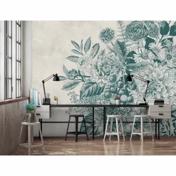 Fototapete Vlies Pflanzen Blumen grau grün Premium
