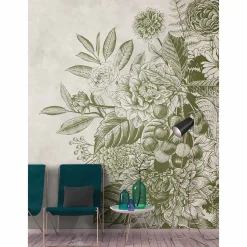 Fototapete Vlies Pflanzen Blumen grau grün