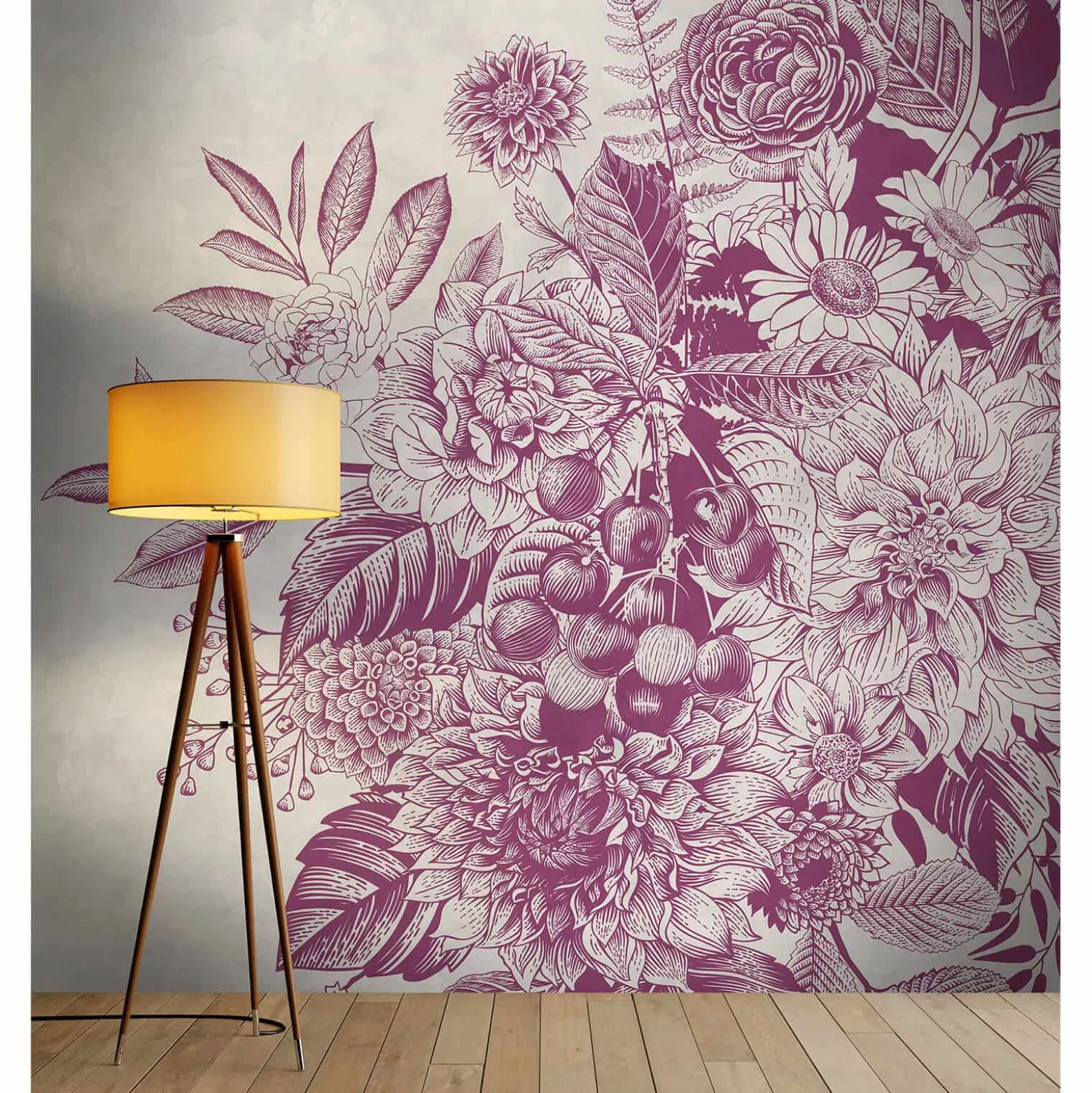 Fototapete Vlies Pflanzen Blumen violett grau Premium