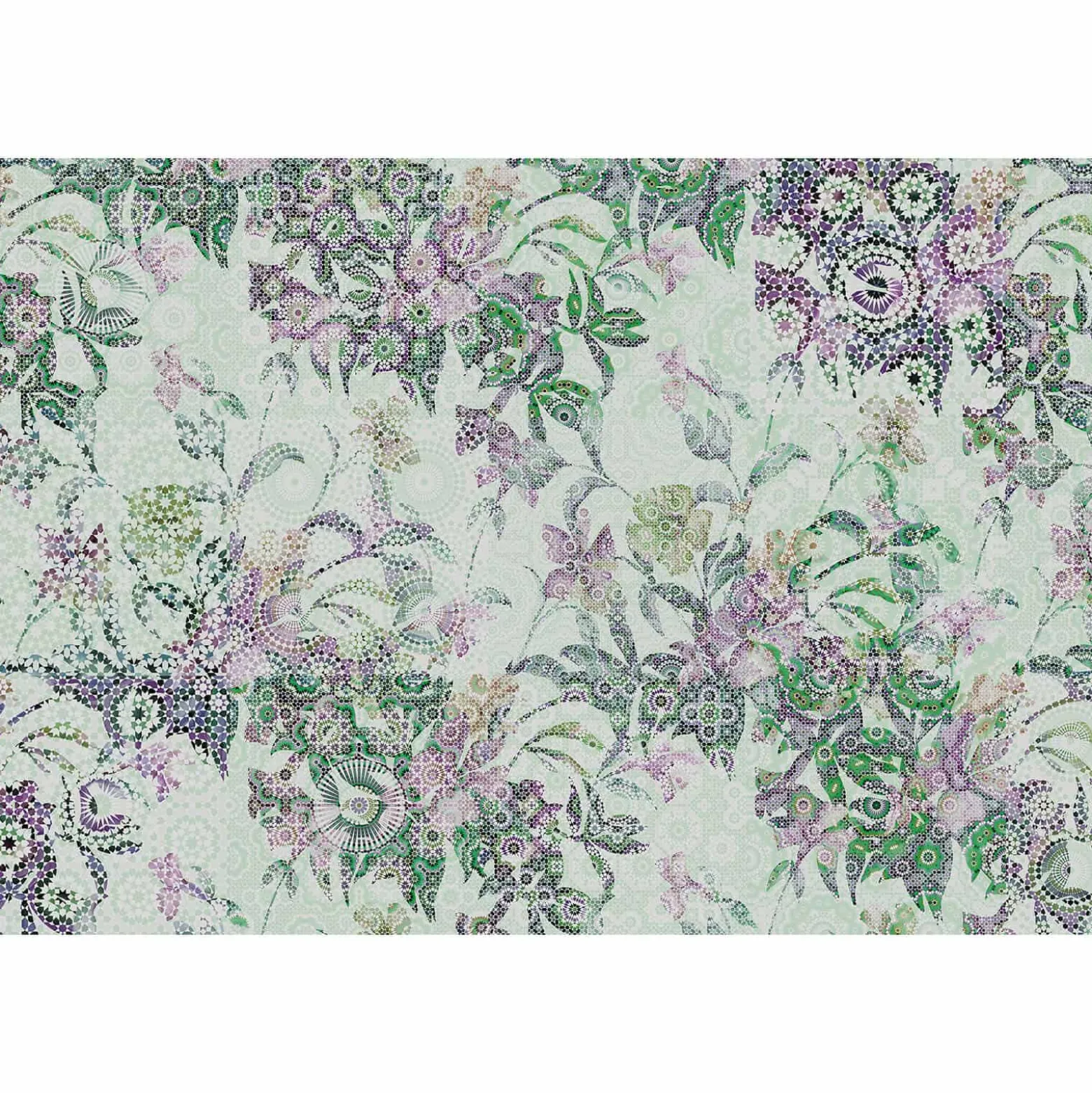 Fototapete Vlies Pflanzen Mosaik Neon violett Premium
