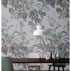 Fototapete Vlies Pflanzen Mosaik Neon blau Premium