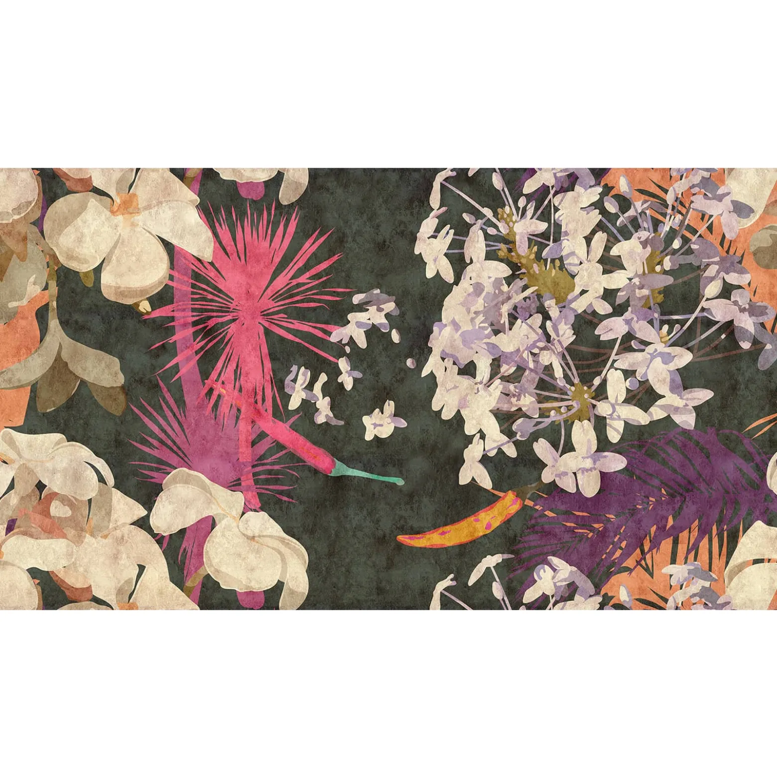 Fototapete Vlies Pflanzen Vintage pink schwarz Premium