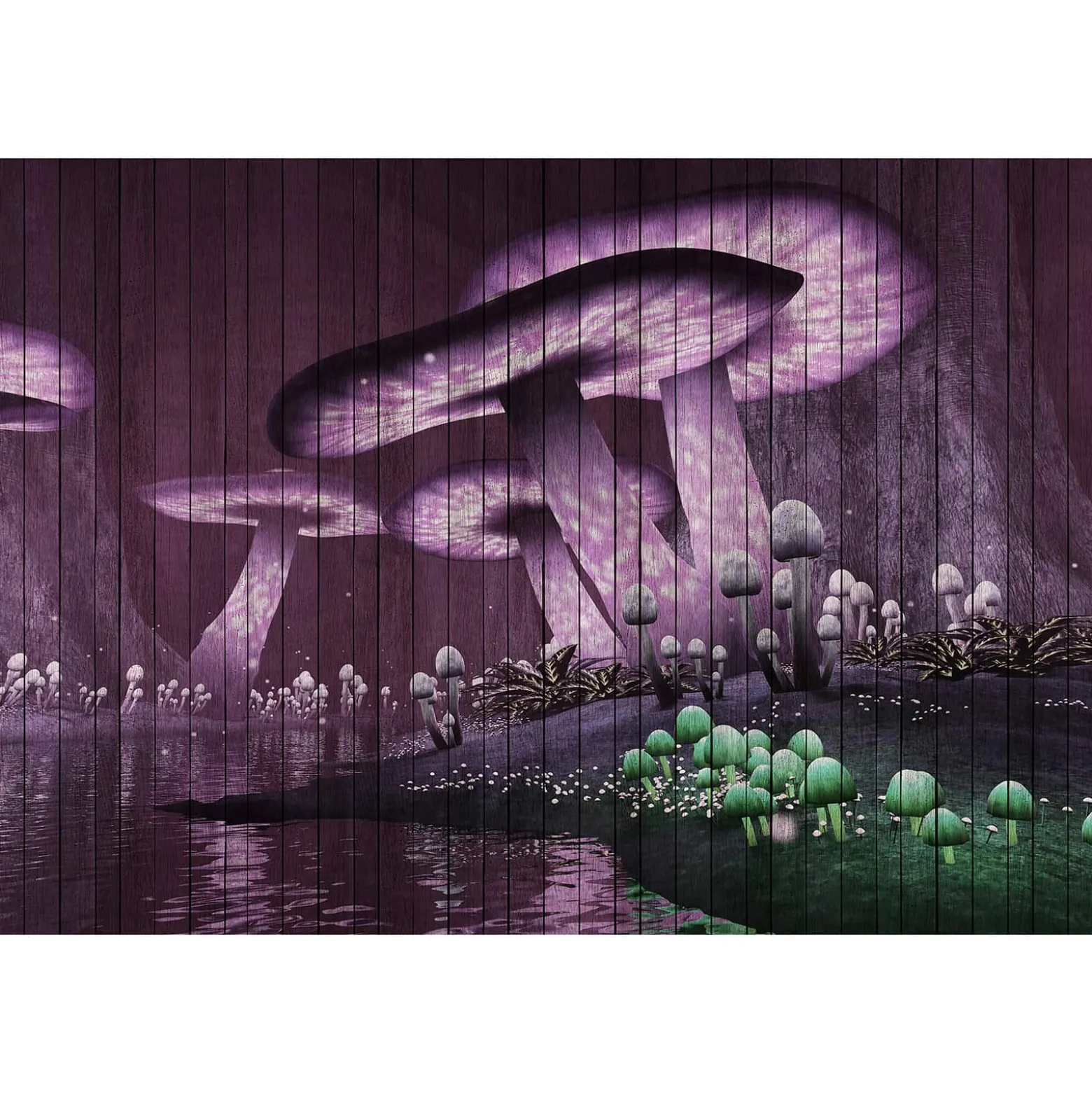 Fototapete Vlies Pilze Mystisch violett grün Premium