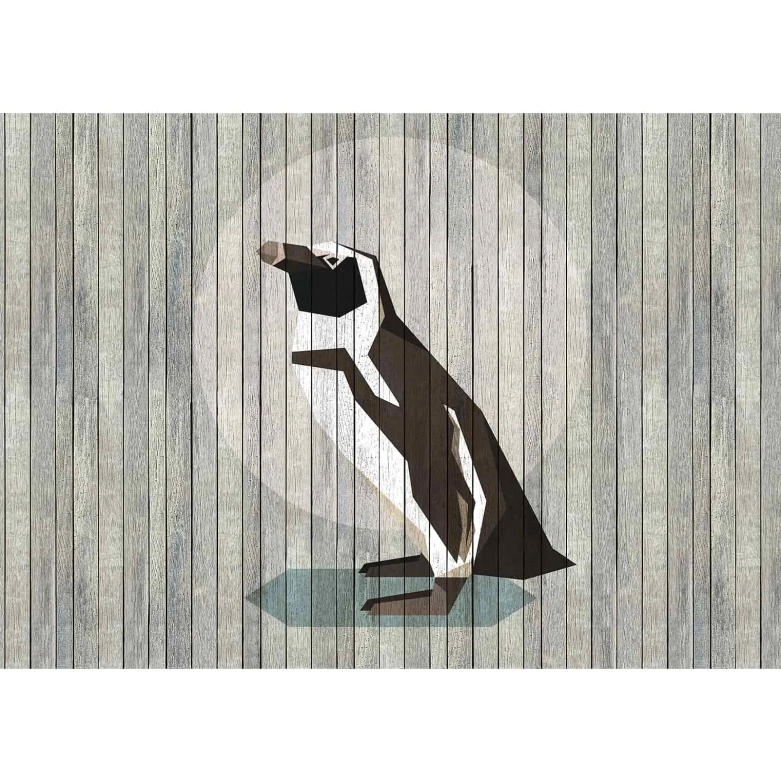 Fototapete Vlies Pinguin Holz-Paneele beige Premium