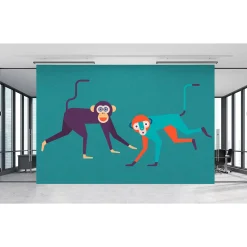 Fototapete Vlies Pop-Art Affen blau orange Premium