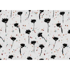 Fototapete Vlies Pop Art Blumen Terrazzo grau Premium