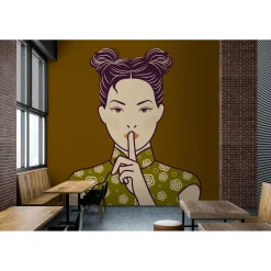 Fototapete Vlies Pop Art Japan beige gelb Premium
